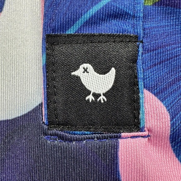 Bad Birdie Polo Shirt Mens Medium Pink Tropical Toucan Golf Performance Stretch - Picture 5 of 11